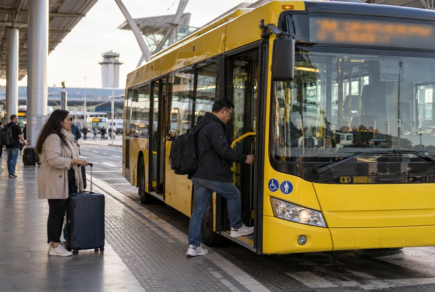 Boarding the Madrid Airport Express